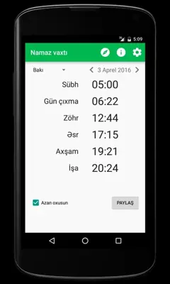 Namaz vaxtı android App screenshot 0